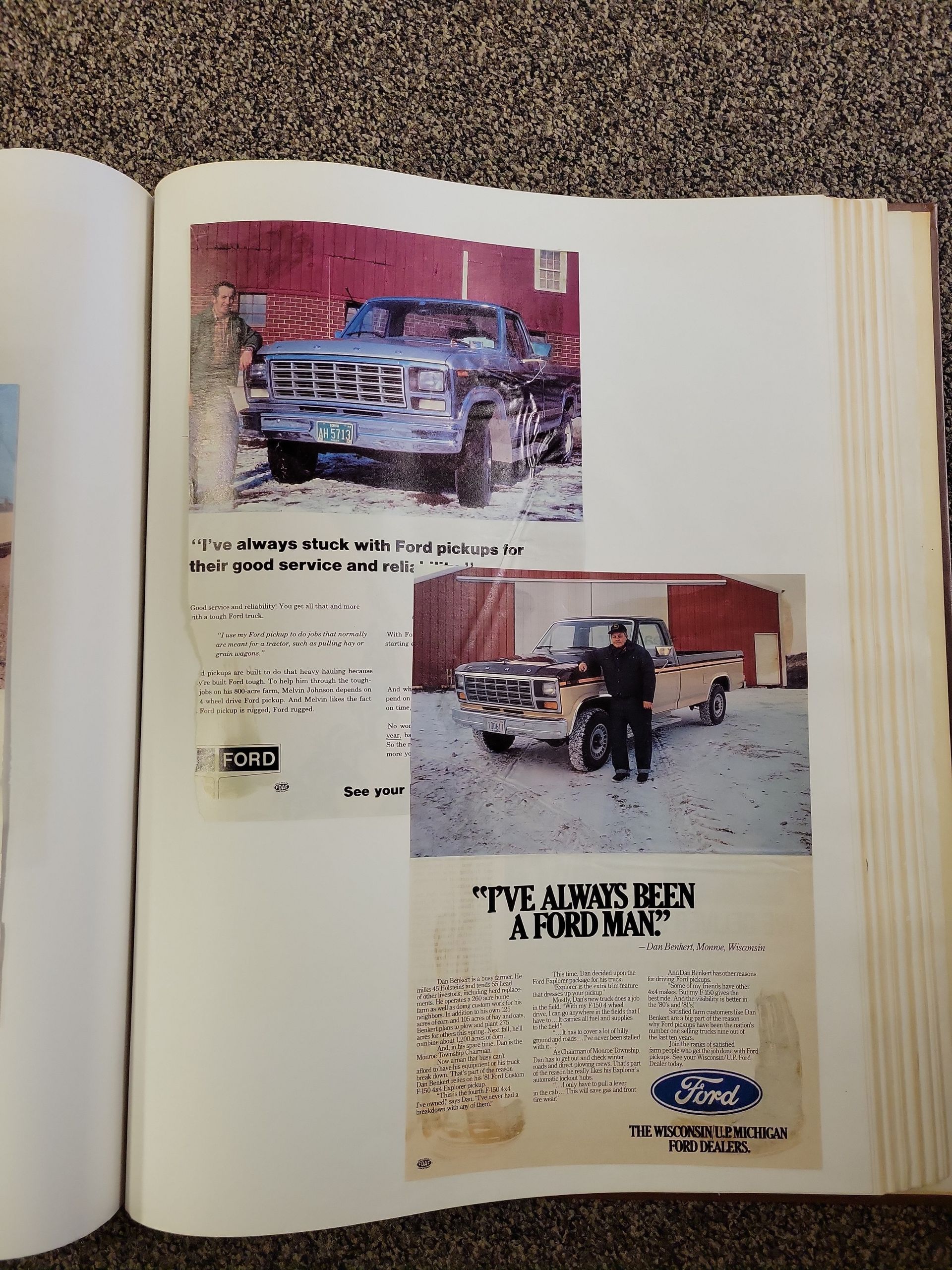 A book is open to a page that says the always been a ford manual