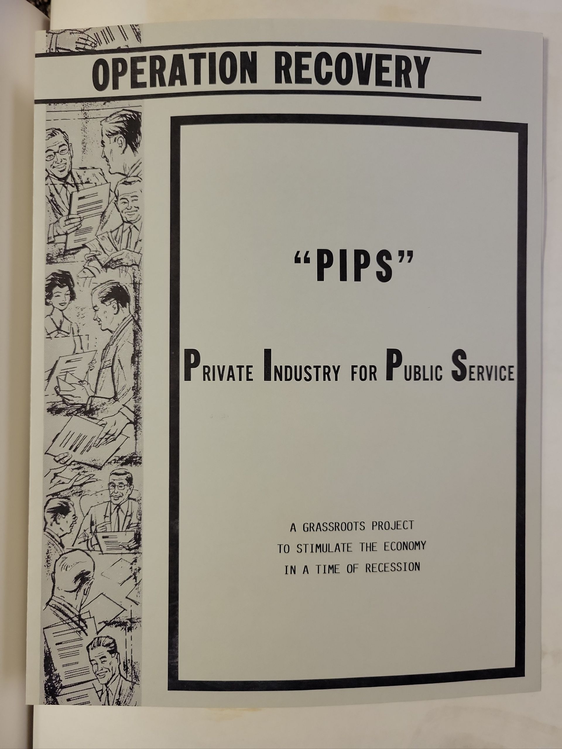 A book titled operation recovery pips private industry for public service