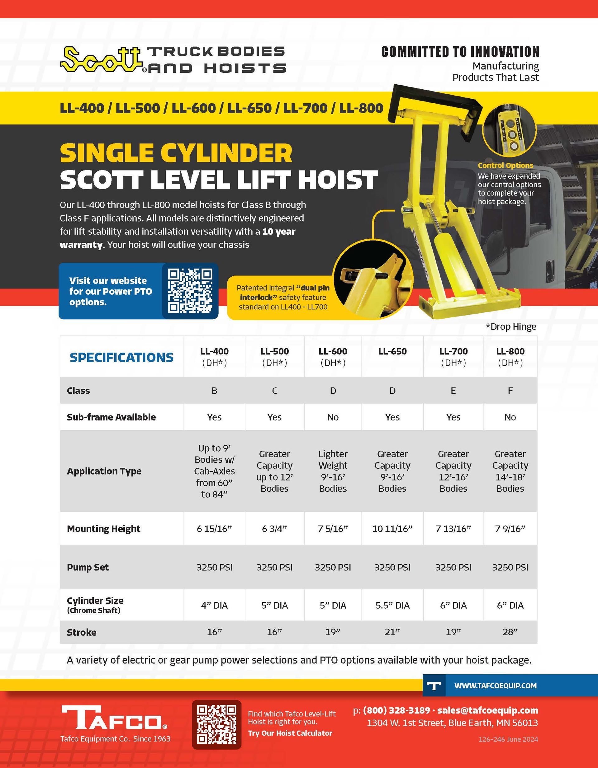 Scott Level Lift Hoist LL-400 to LL-800