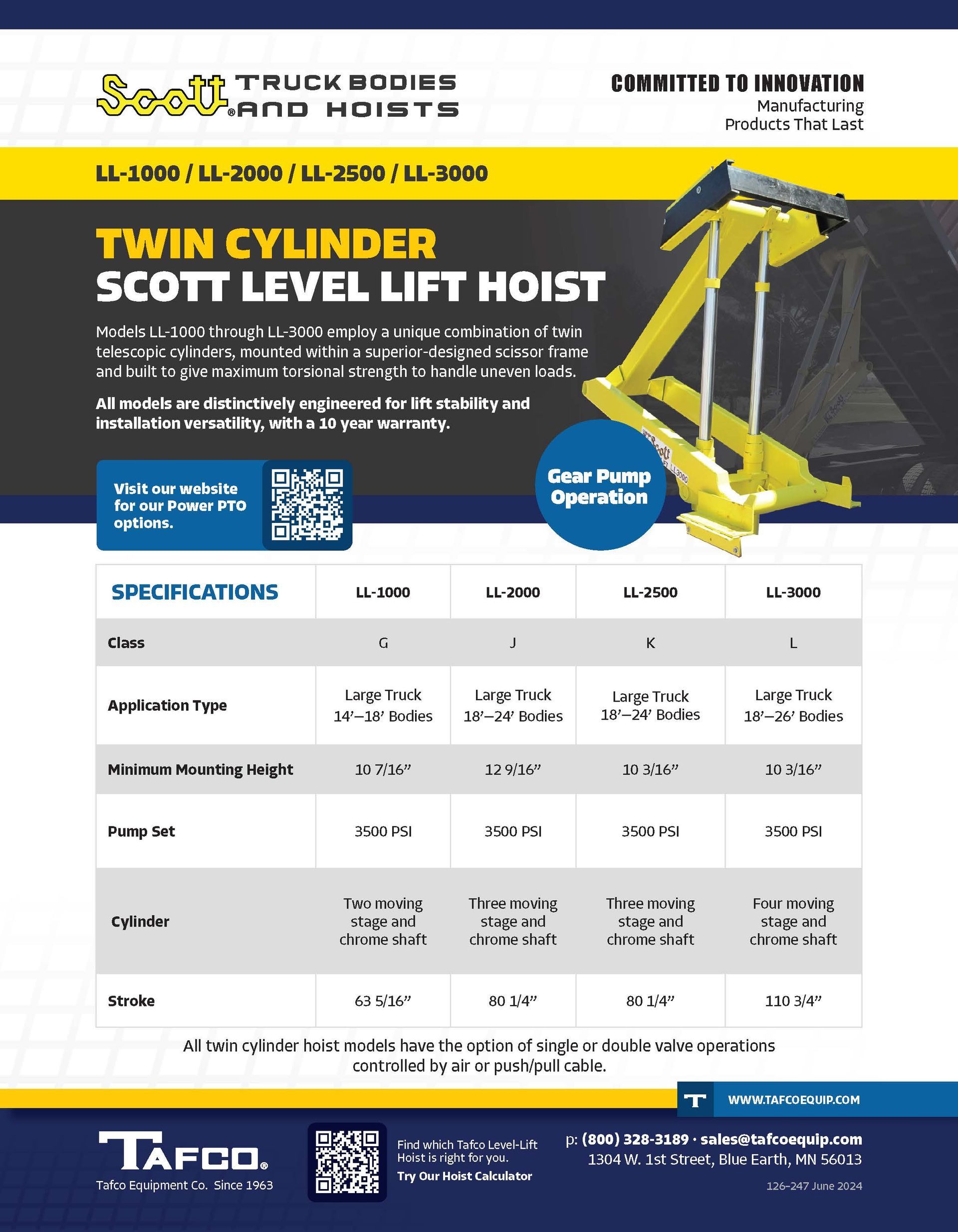 Scott Level Lift Hoist LL-1000 to LL-3000