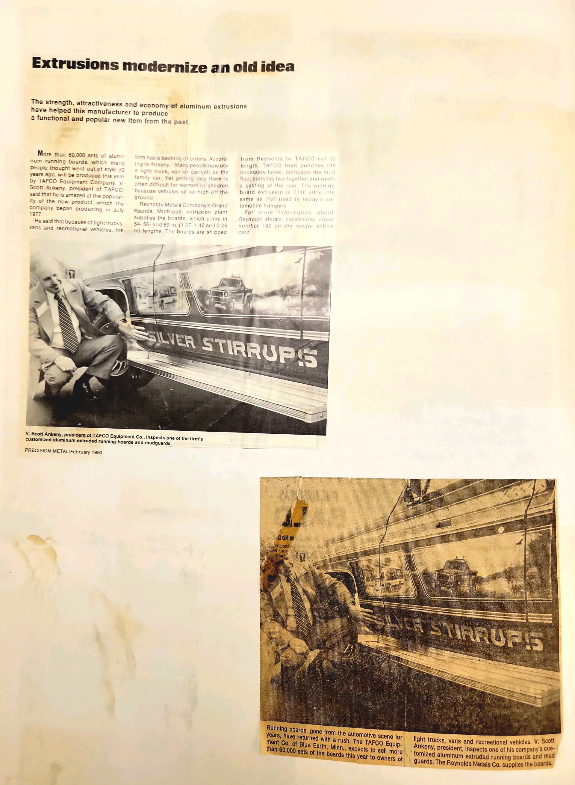 A page of a newspaper with two pictures on it.