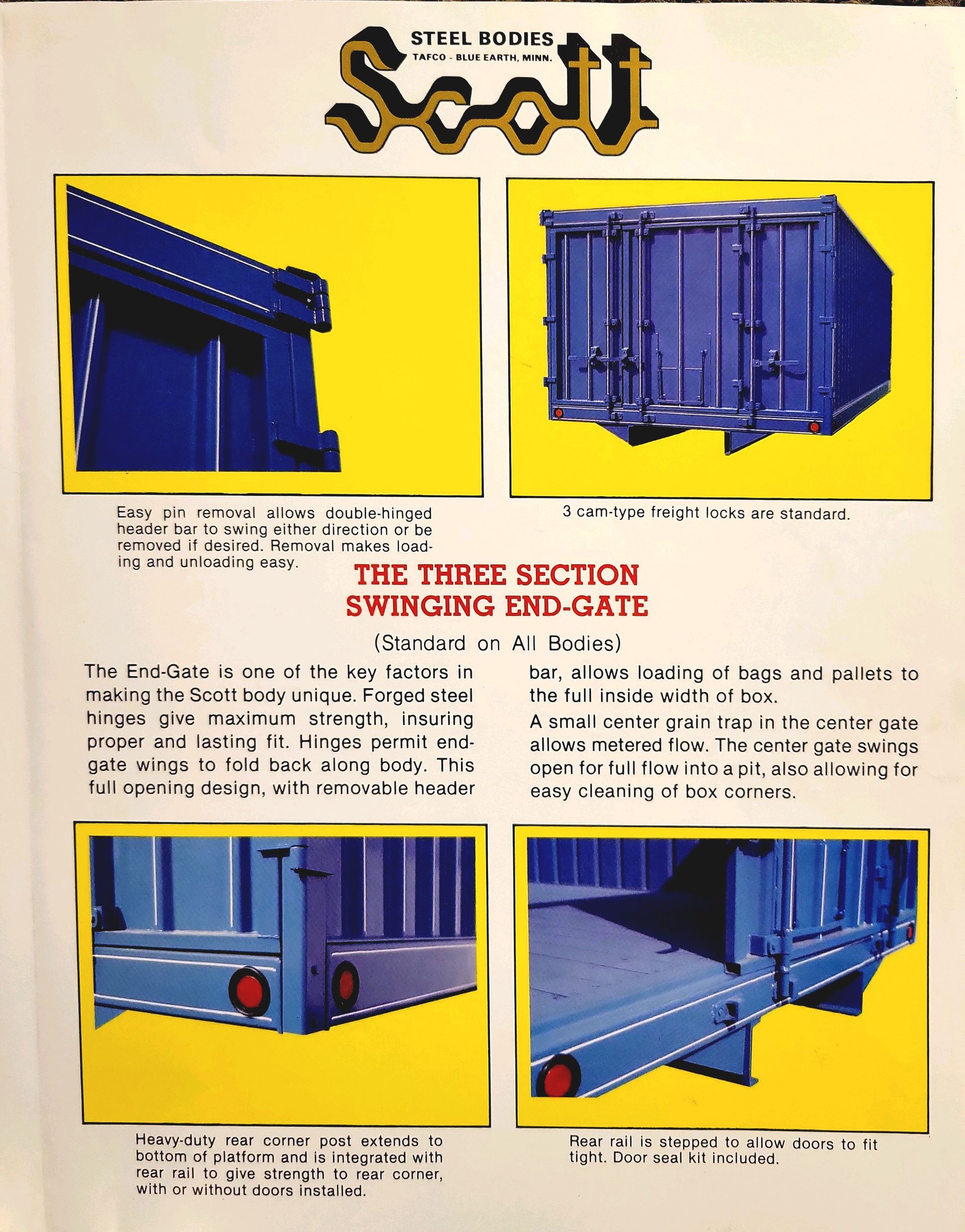 An advertisement for a swinging fence gate by scott
