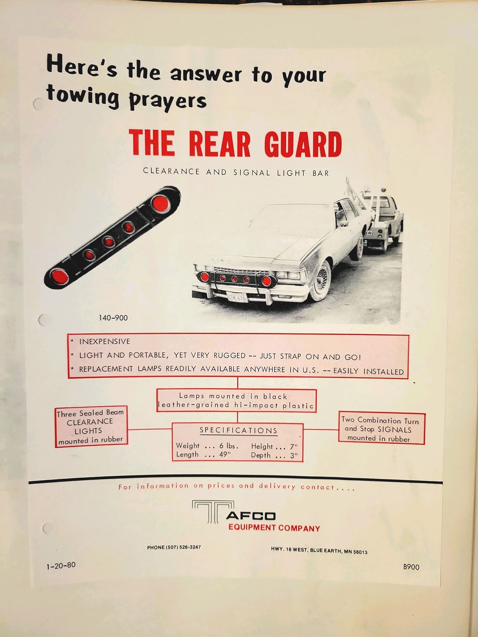 An advertisement for the rear guard towing prayers