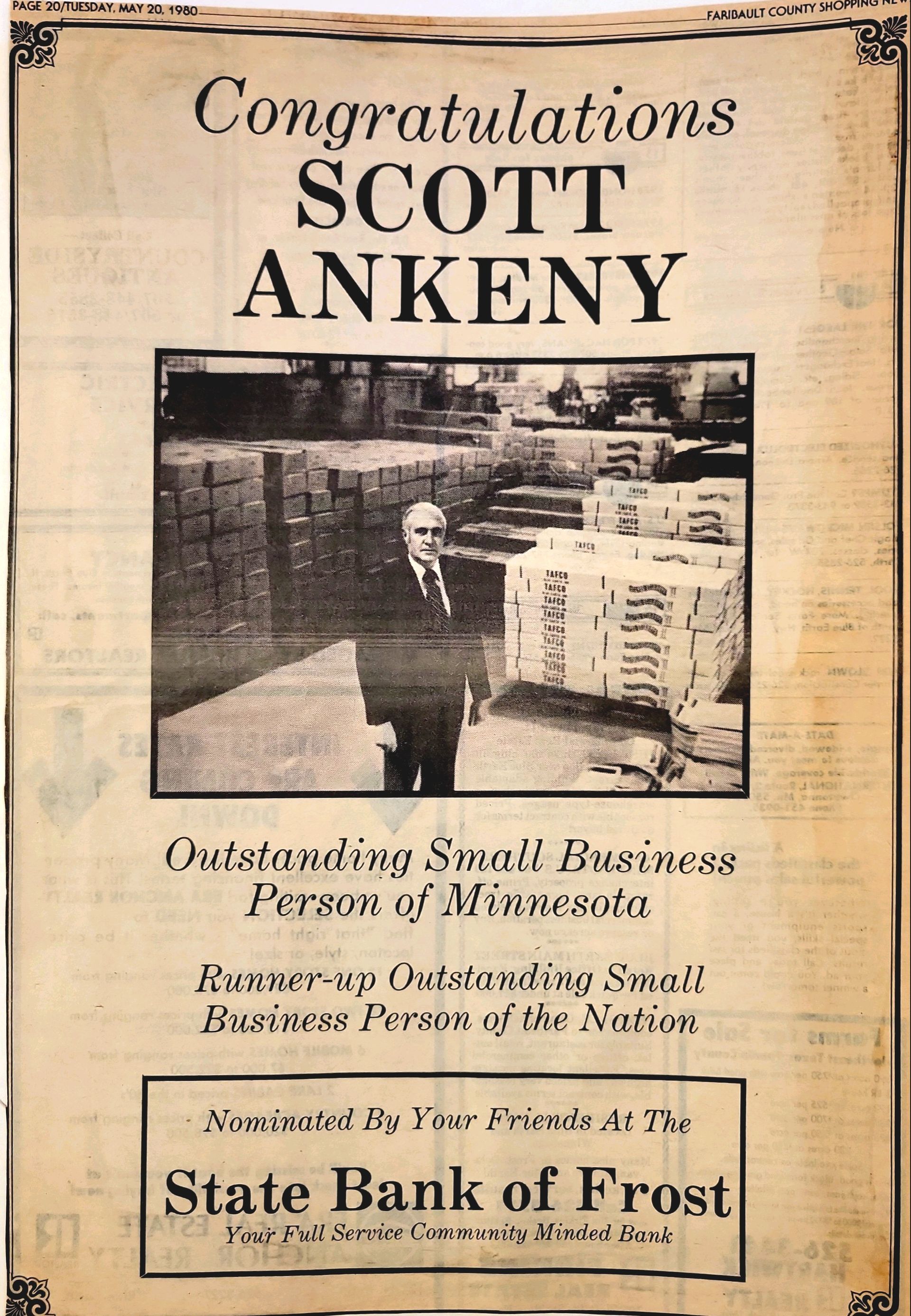 A poster that says congratulations scott ankeny on it