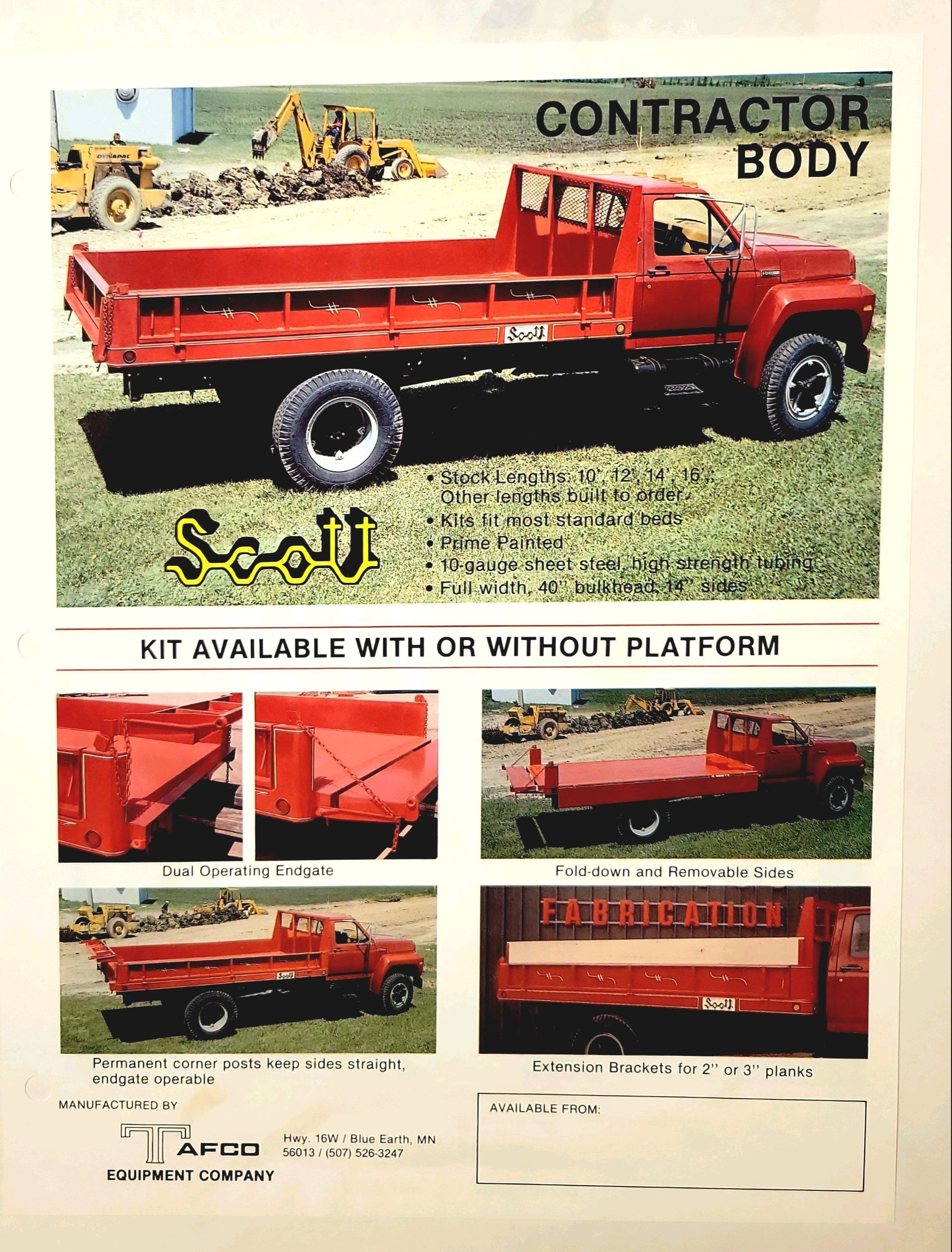 A red contractor body truck is available with or without platform