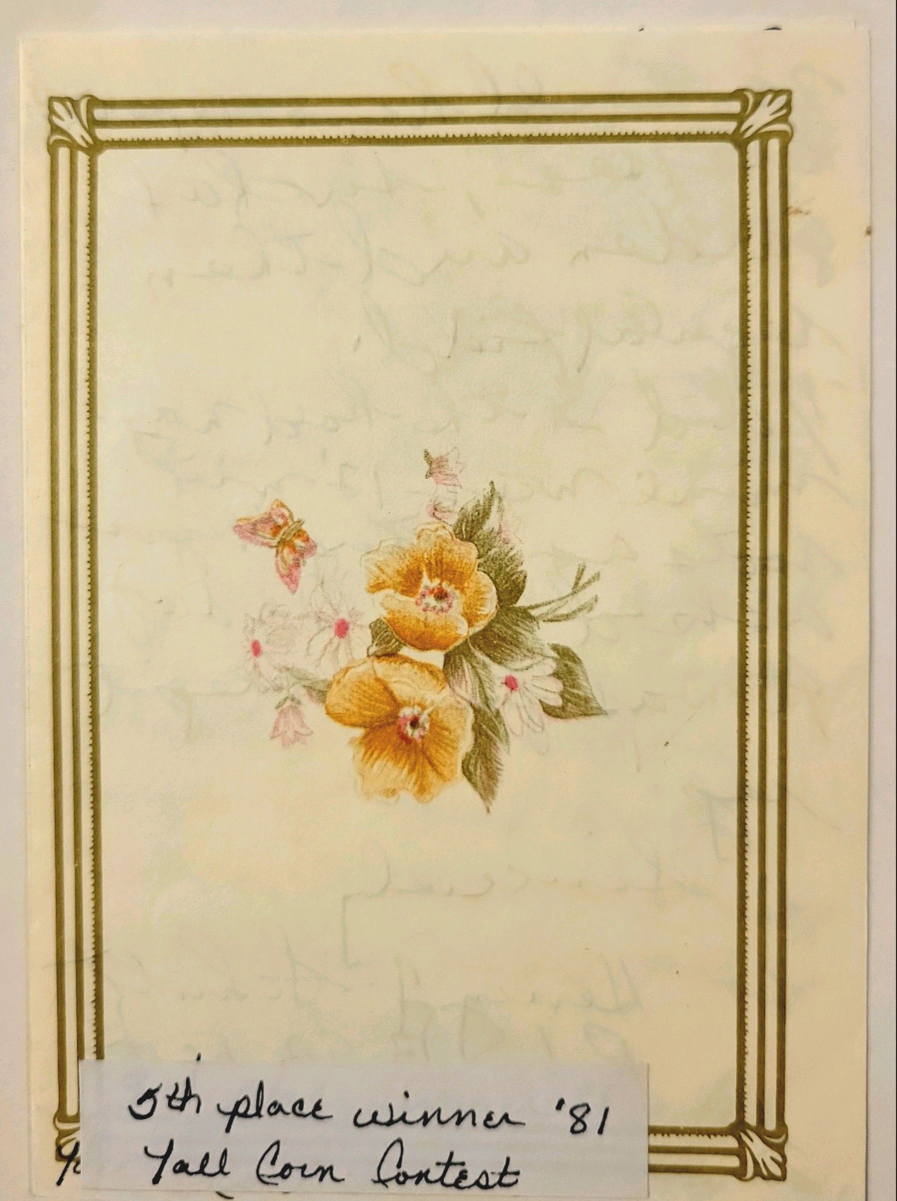 A piece of paper with a picture of flowers on it