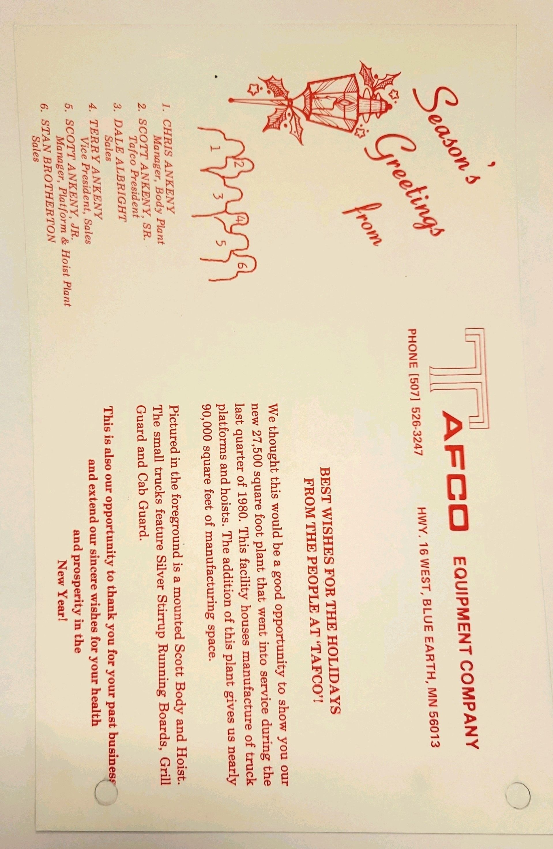 A christmas card from afco equipment company