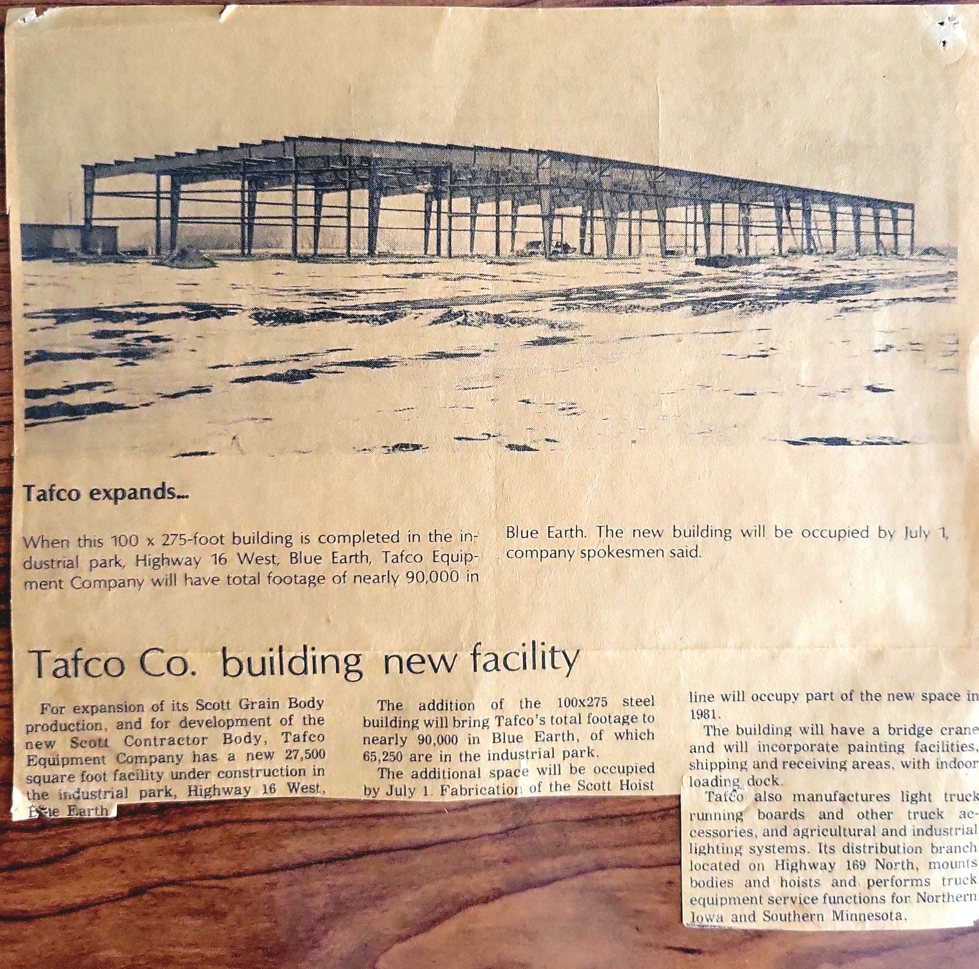 A newspaper article about a new facility being built