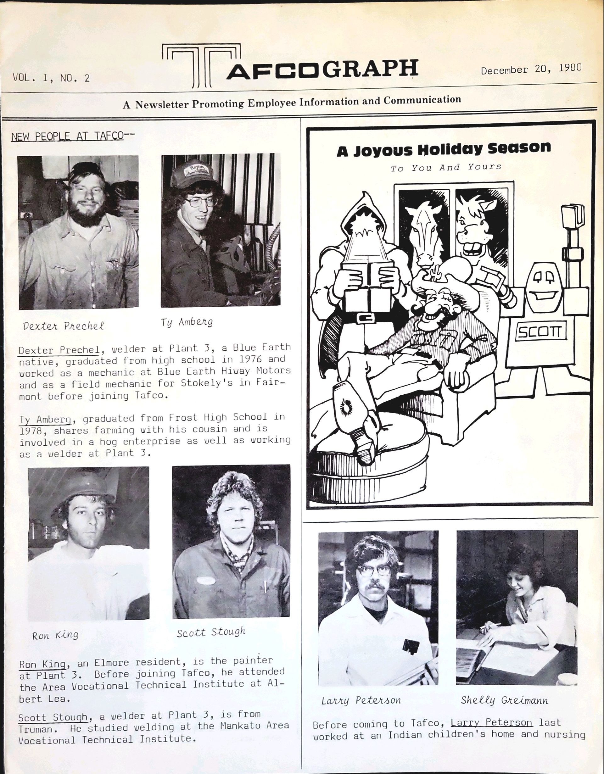 A black and white photo of a group of people on a page of a magazine.