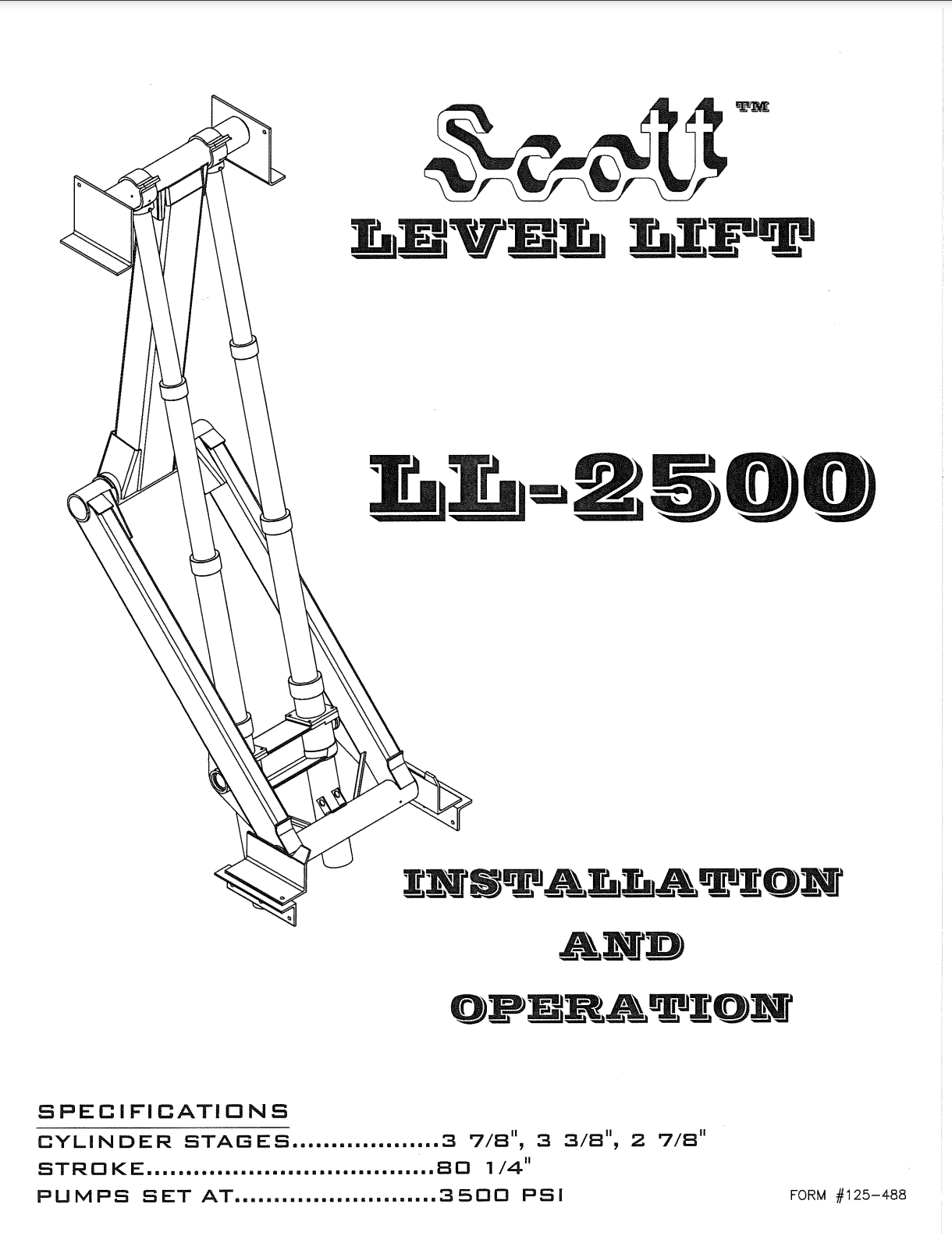 Scott Level Lift LL-2500 Hoist Manual Front Page