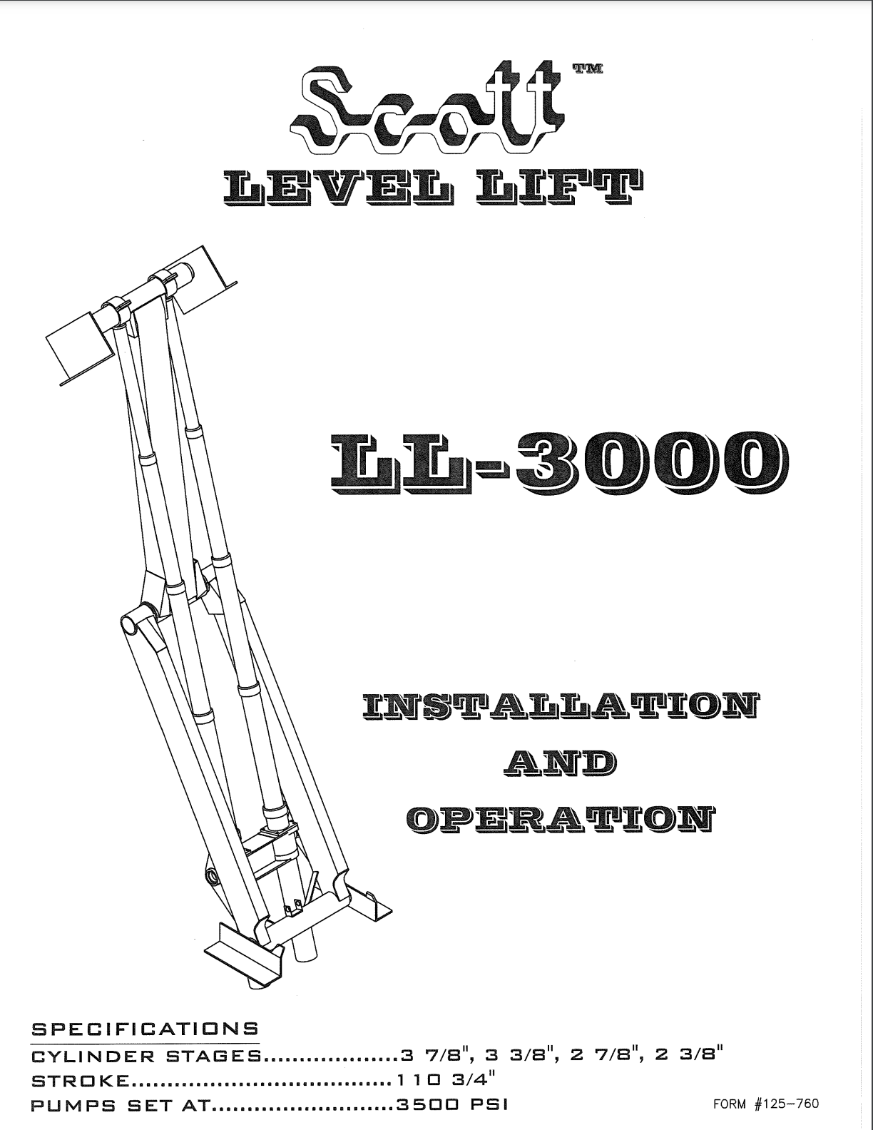 Scott Level Lift LL-3000 Hoist Manual Front Page