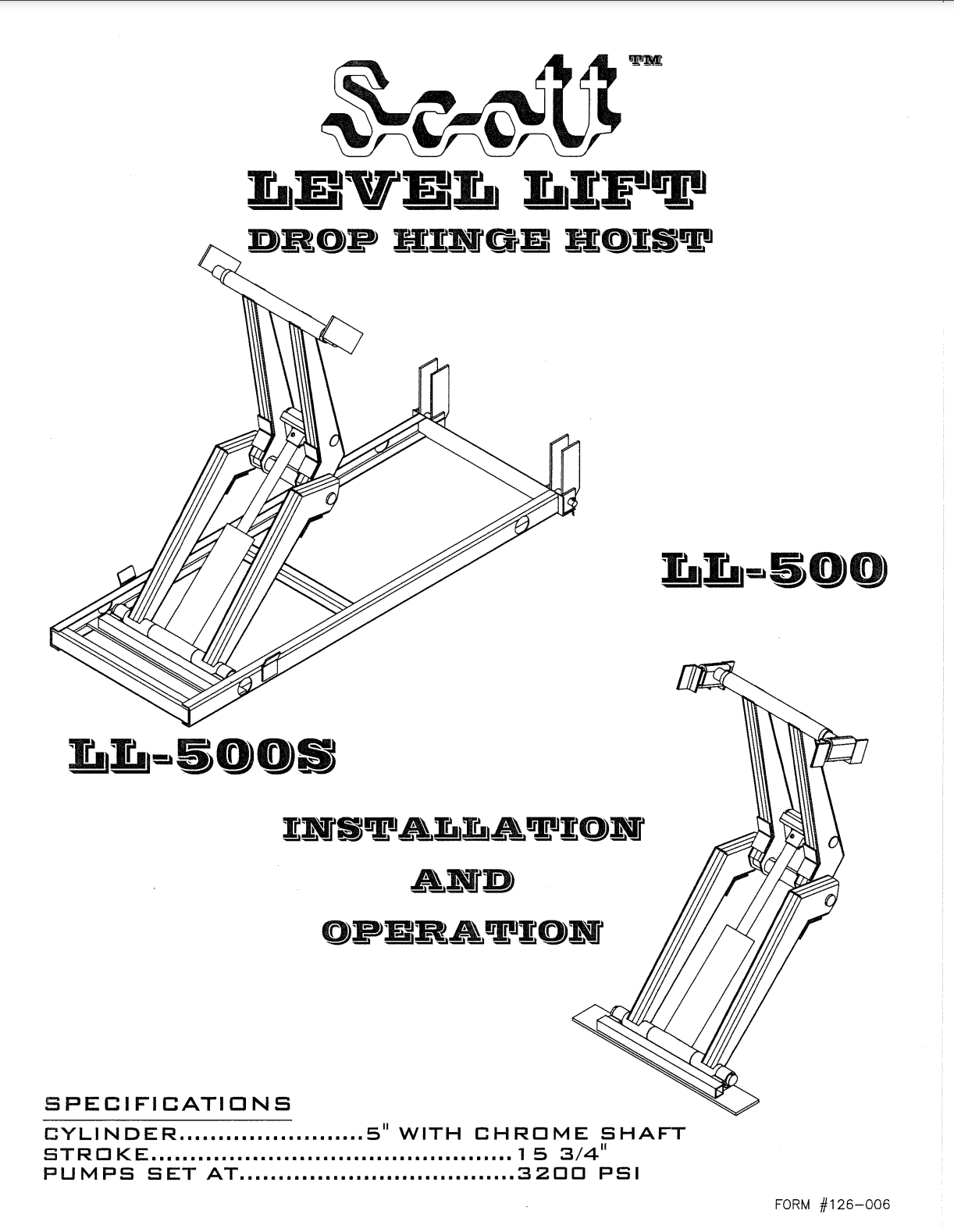 Scott Level Lift LL-500 Hoist Manual Front Page