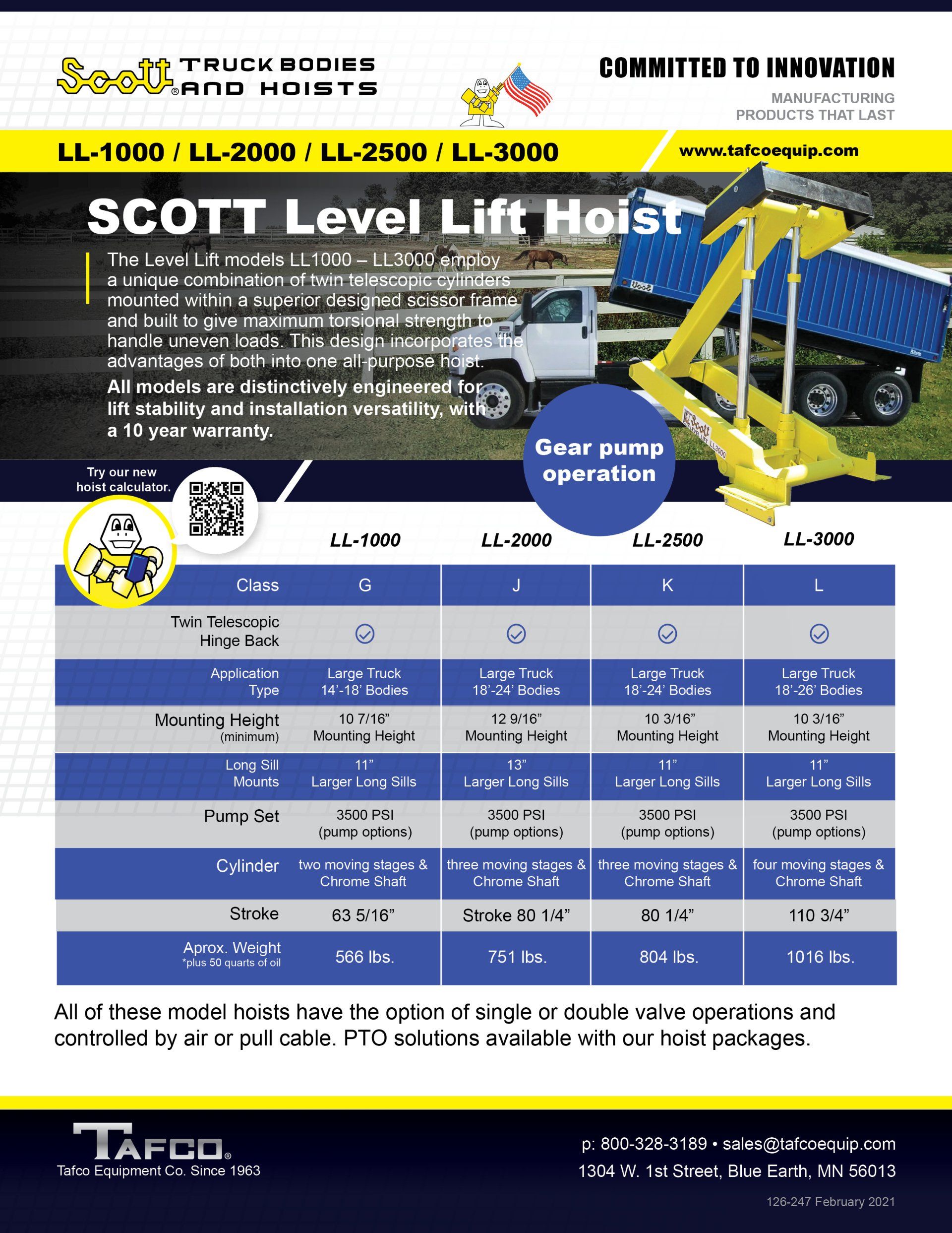 Scott Level Lift Hoist Brochure LL-1000 to LL-3000