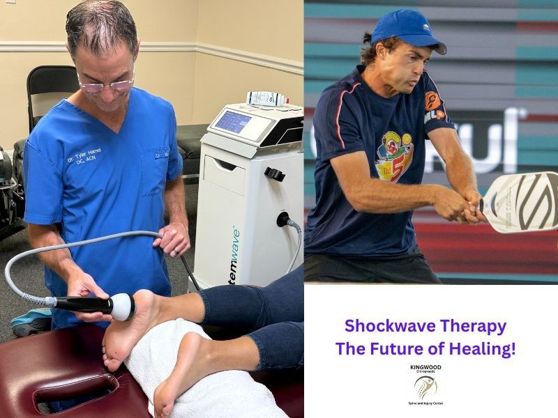 Kingwood chiropractor points to image of person with neck and back pain.