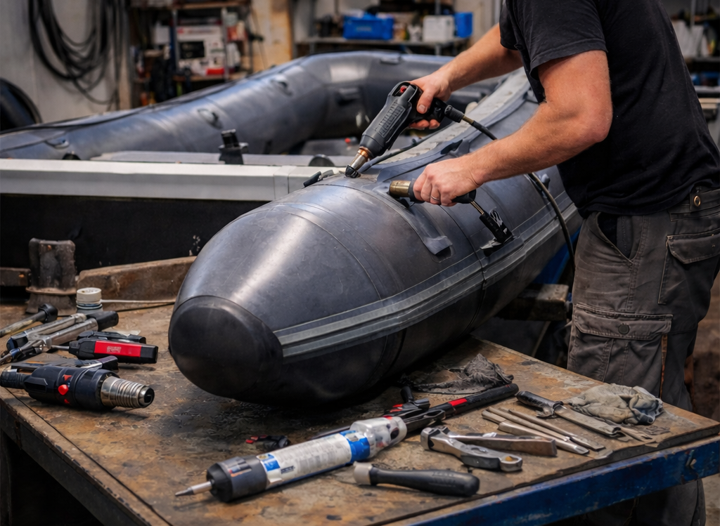 Rubberboot reparatie in werkplaats - herstel en onderhoud