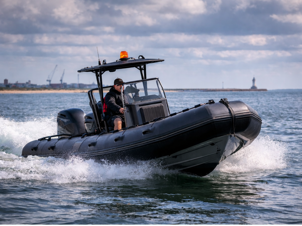 Rubberboot in het water - professioneel gebruik