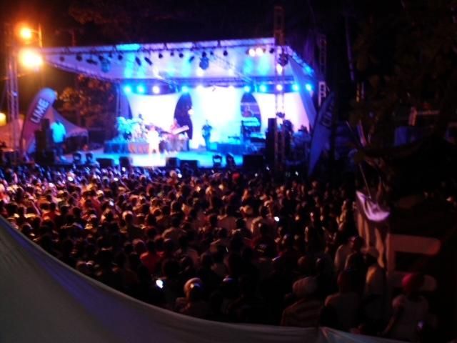 A crowd of people watching a concert.