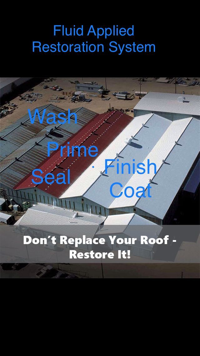 An aerial view of a building with a fluid applied restoration system.