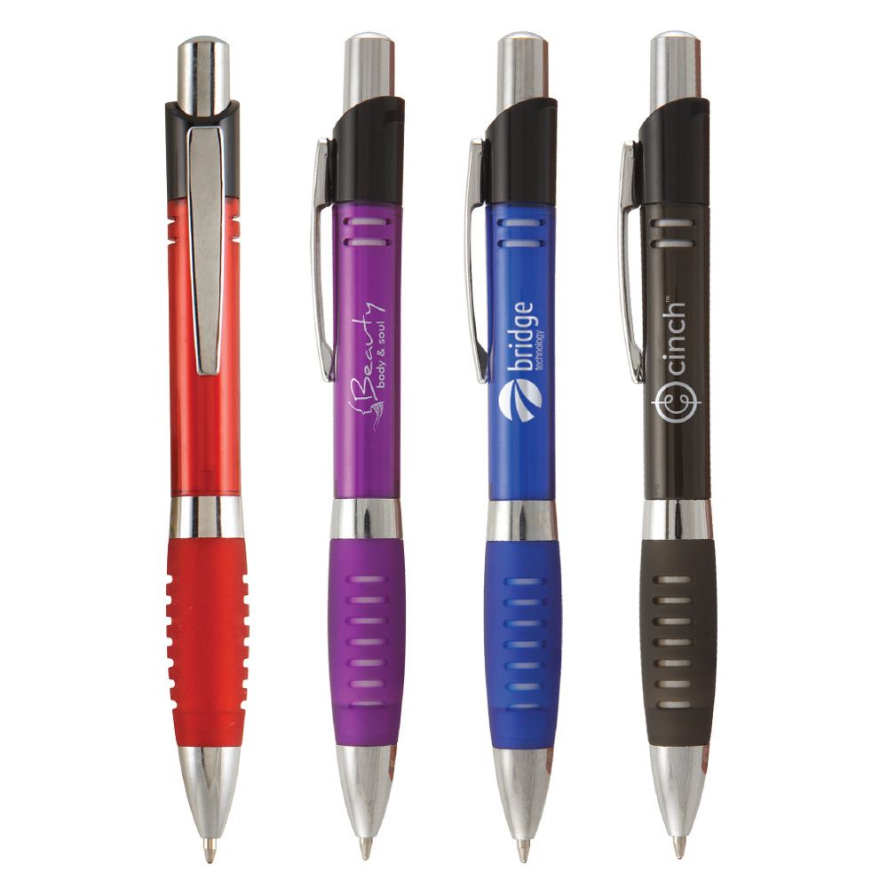 TENSO BALLPOINT W/ SLIT GRIP & WIDE SILVER BAND PEN