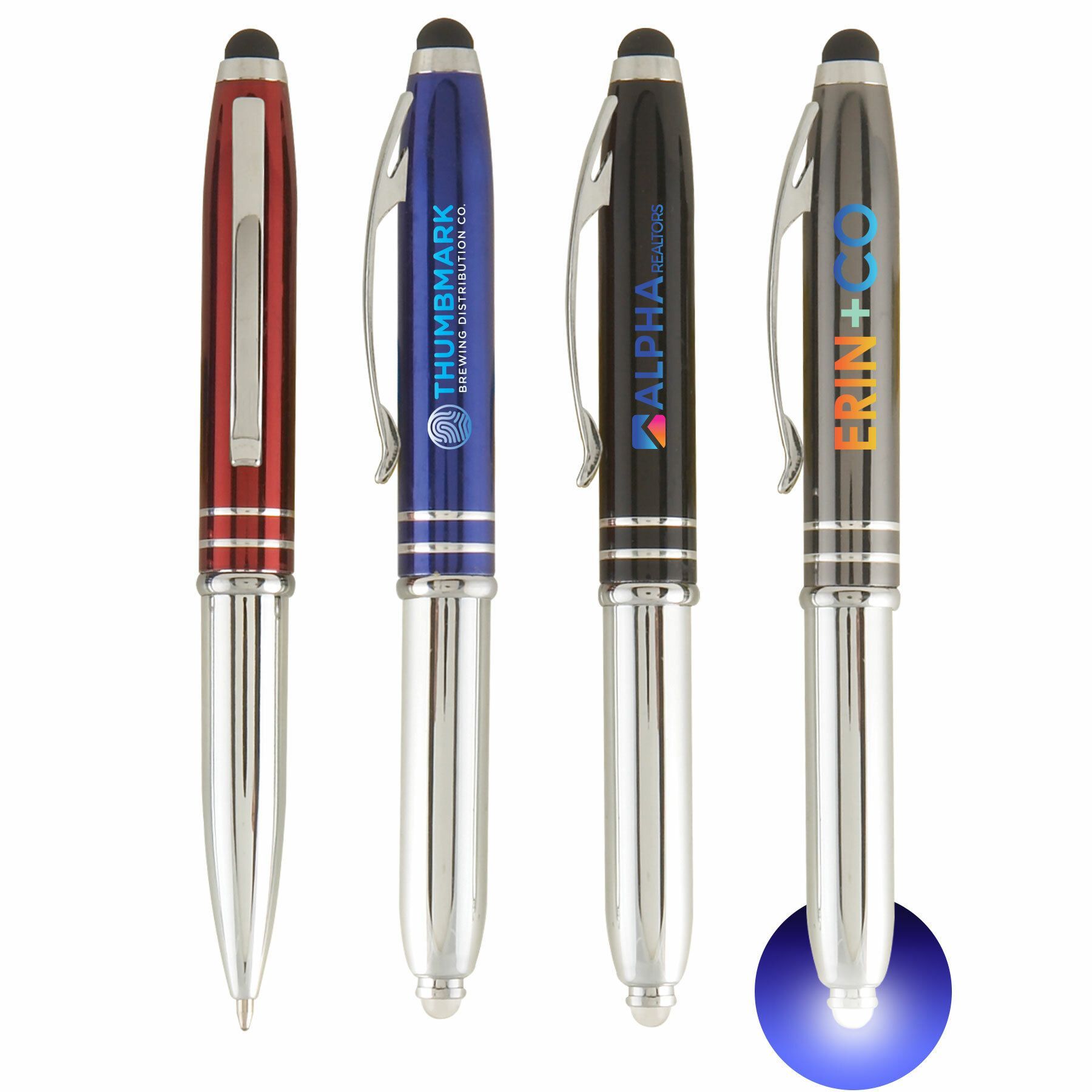 VIVANO DUO W/LED LIGHT & STYLUS - COLORJET - FULL-COLOR METAL PEN