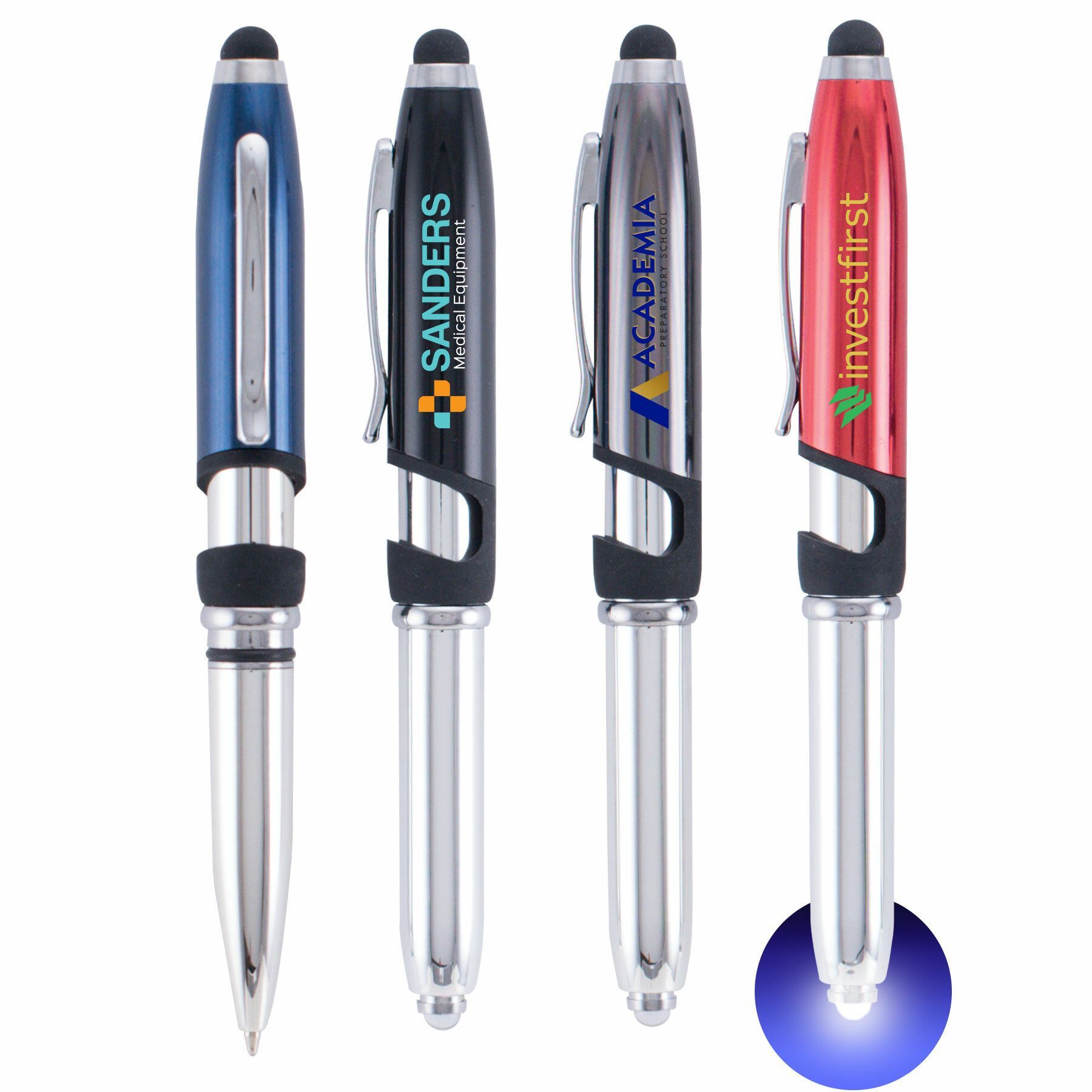 VIVANO TECH 4-IN-1 PEN, STYLUS, LED FLASHLIGHT, PHONE STAND - COLORJET - FULL-COLOR METAL PEN