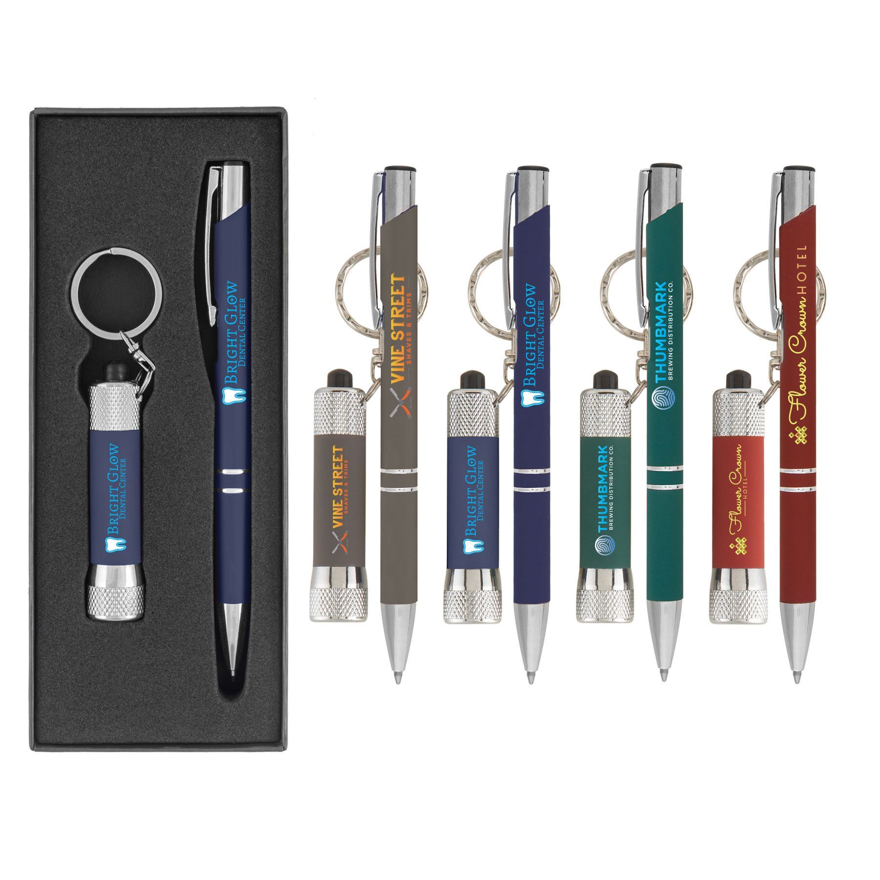 TRES-CHIC & CHROMA SOFTY - COLORJET - FULL COLOR METAL PEN & FLASHLIGHT GIFT SET