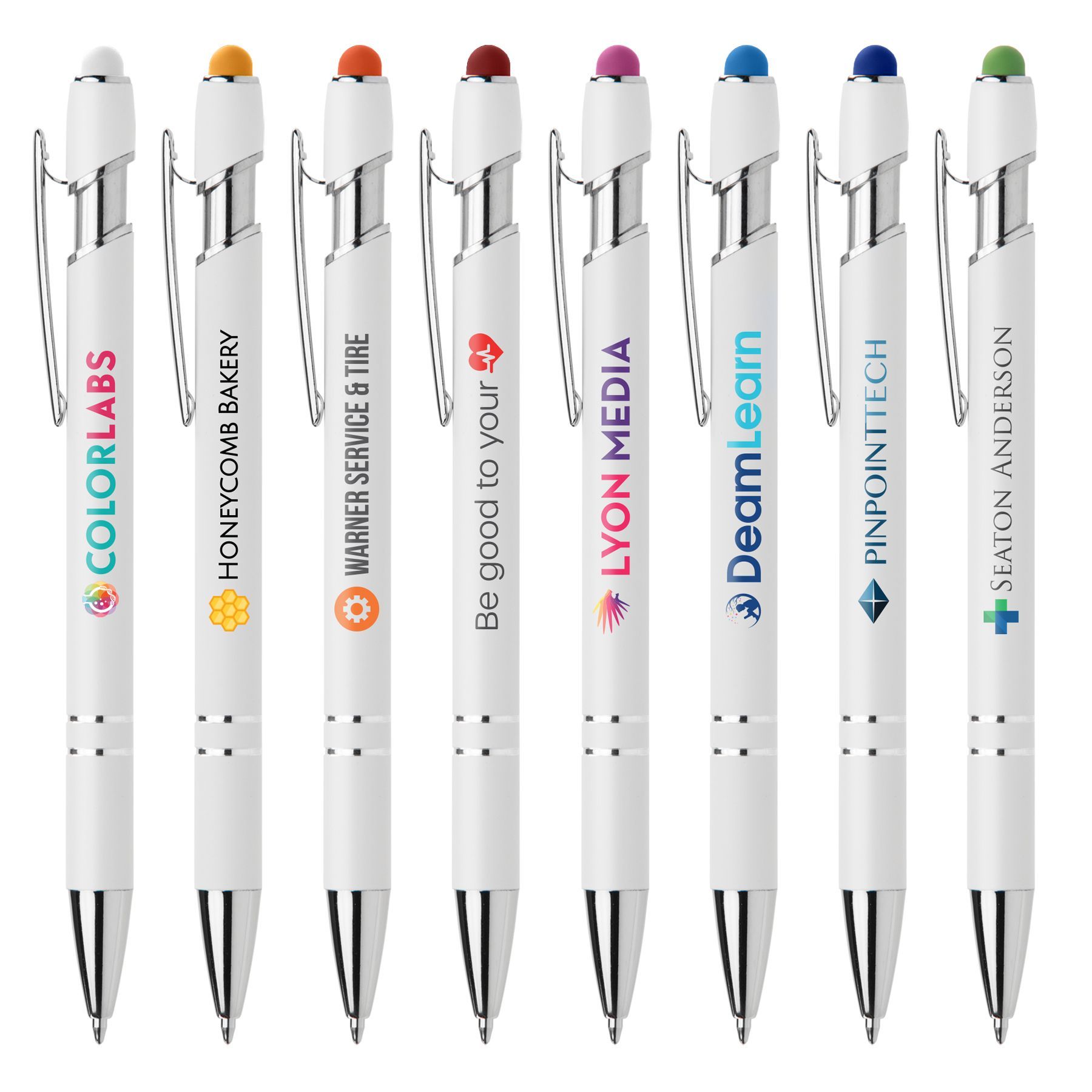 ELLIPSE SOFTY WHITE BARREL PEN W/ STYLUS - COLORJET