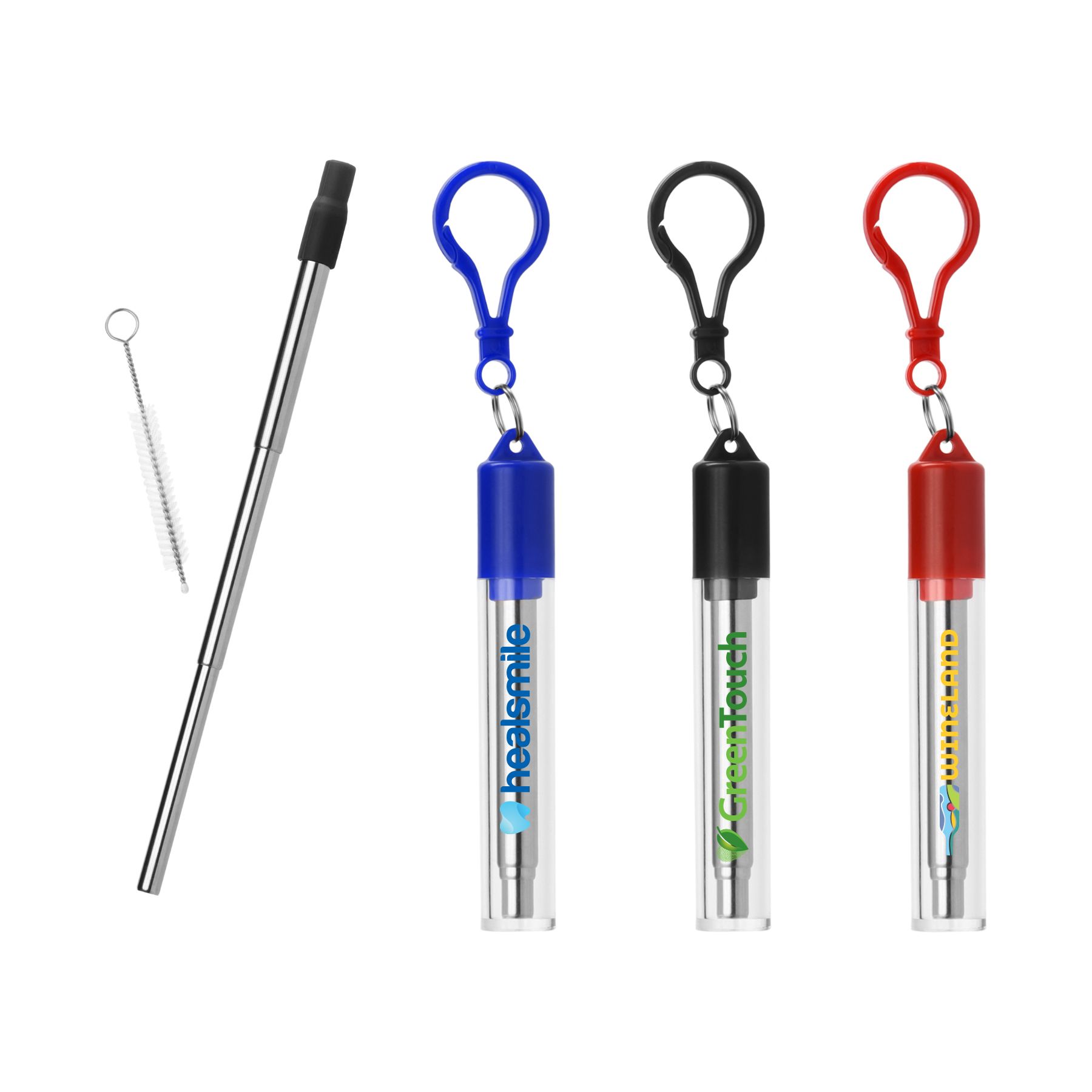STAINLESS REUSABLE DRINKING STRAW WITH CASE - FULL COLOR