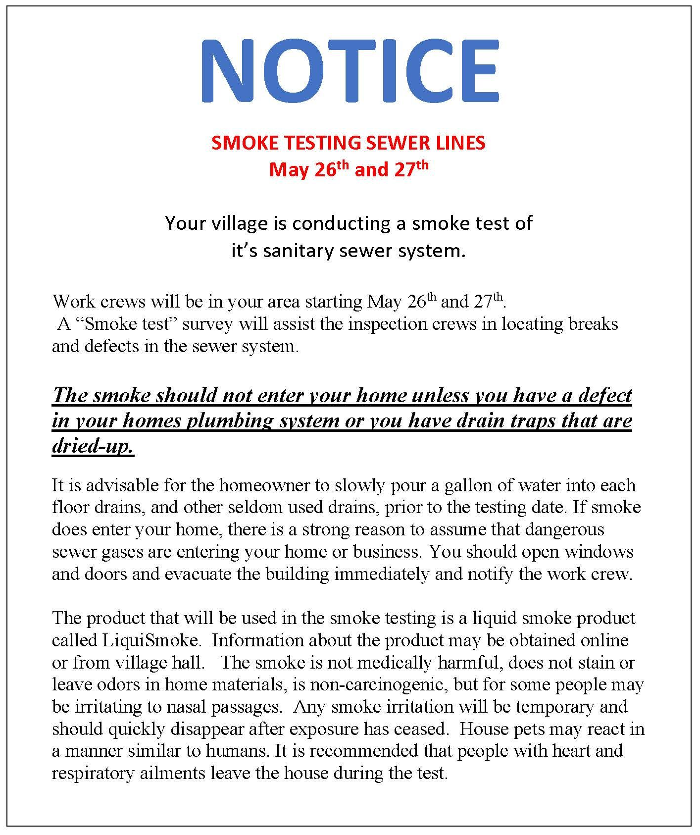 Smoke Test Sewer Lines