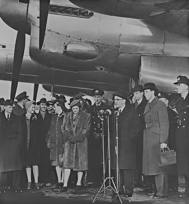 Lord Winster opening Heathrow airport on 1 January 1946.
