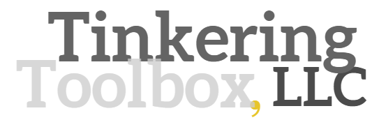 A logo for tinkering toolbox llc is shown on a white background