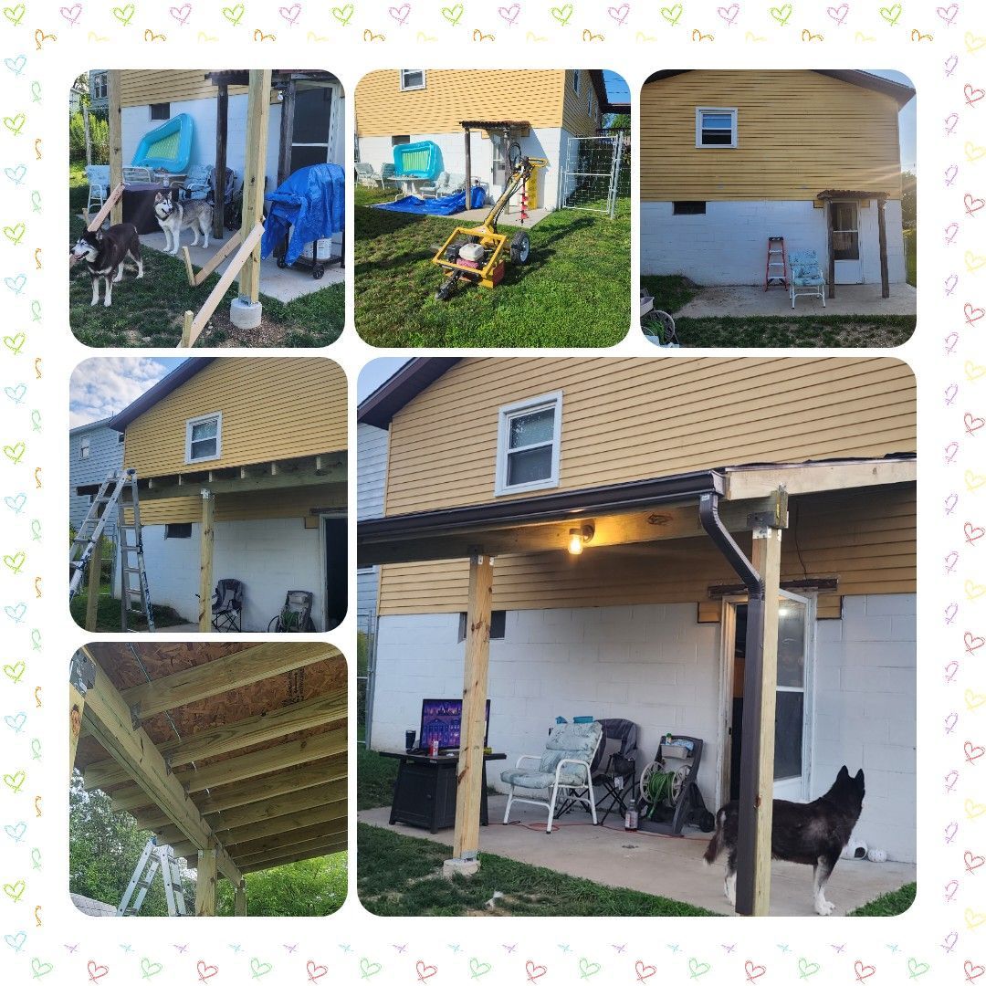 A collage of pictures of a house being remodeled