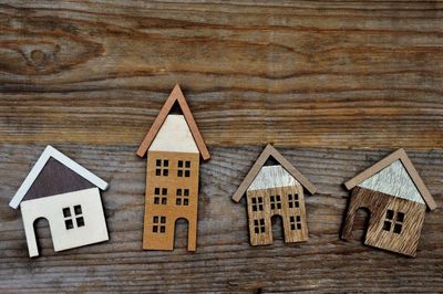 house on brown wooden background