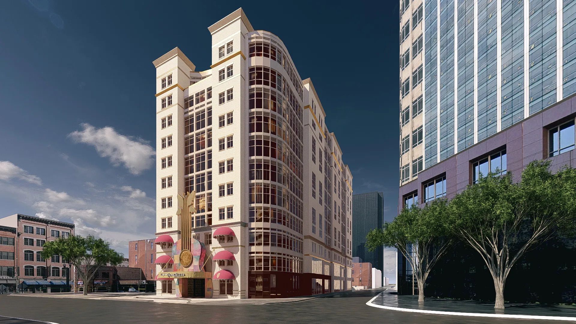 Dolly Parton's SongTeller Hotel rendering downtown Nashville Tennessee