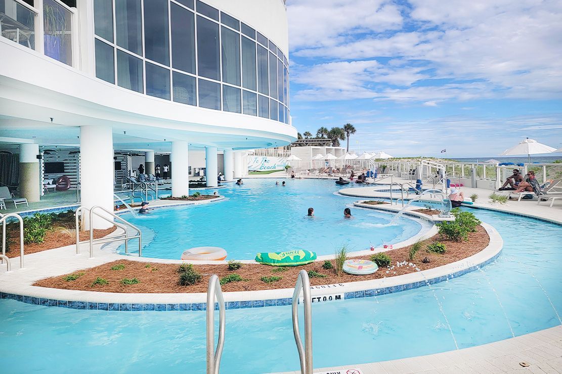 Hyatt Place Panama City Beach Beachfront hotel exterior opened July 2024 lazy river Gulf of Mexico