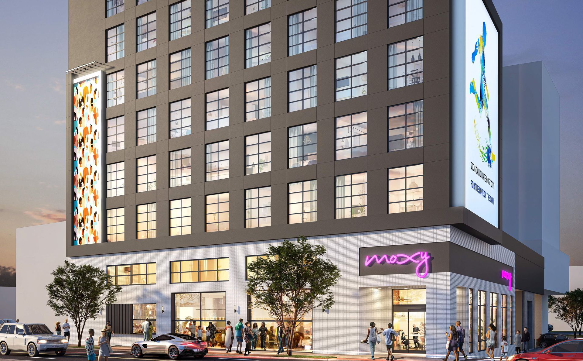 Moxy Atlanta Downtown hotel Jagger Suite rooftop Eggslut opened March 2026 near Mercedes-Benz Stadium