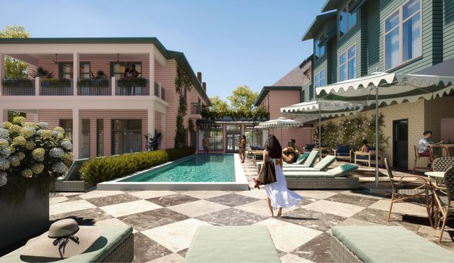 The Chloe Nashville boutique hotel courtyard pool Hillsboro Village Nashville Tennessee