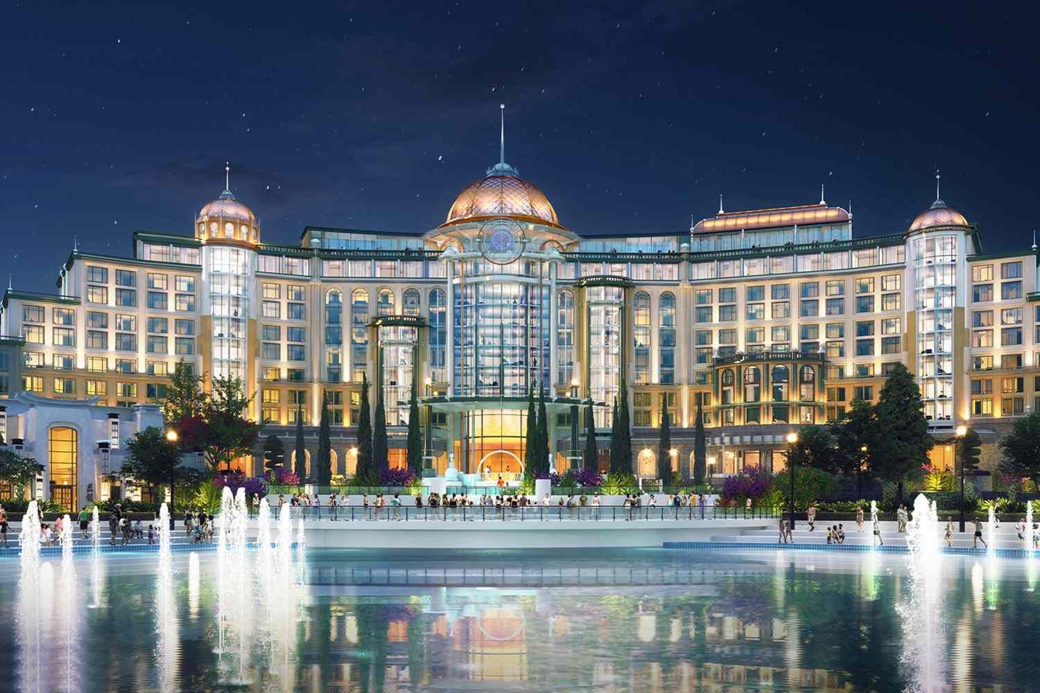 Universal Helios Grand Hotel exterior at Epic Universe Orlando 2025