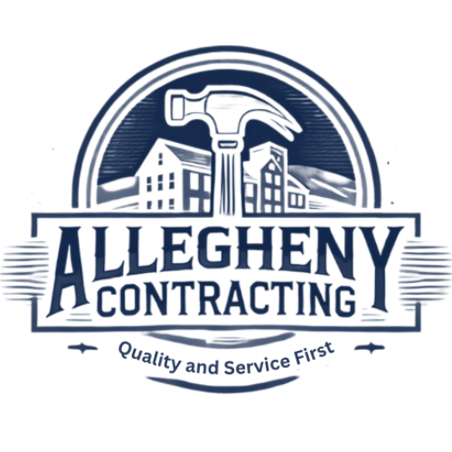 A logo for allegheny contracting quality and service first