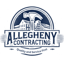 A logo for allegheny contracting quality and service first