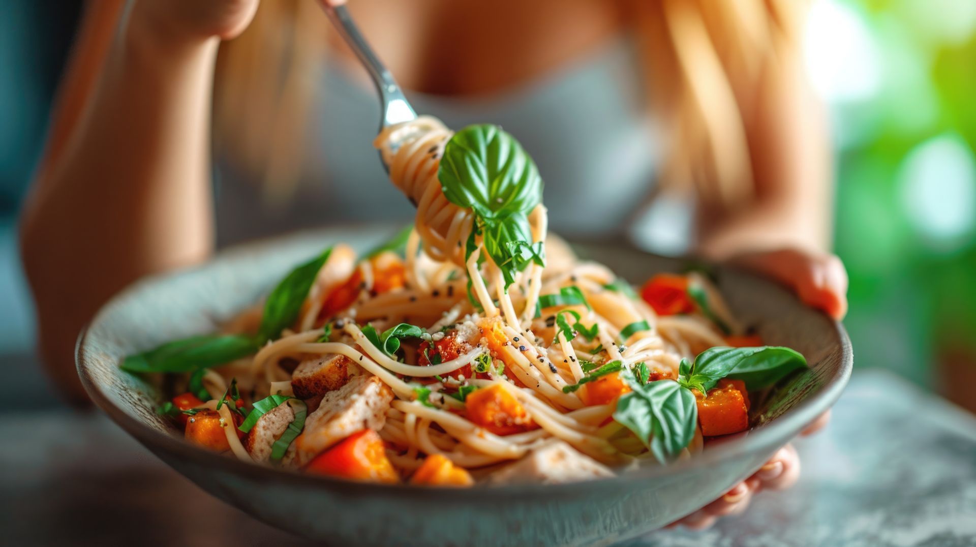 Fresh made pasta in a bowl