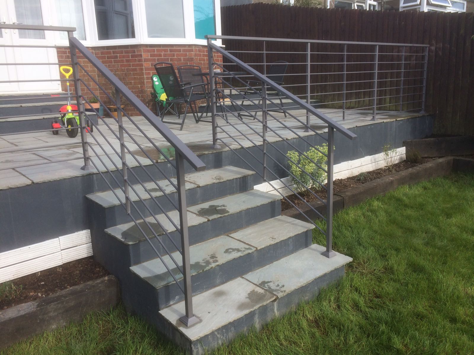 patio steps with railing