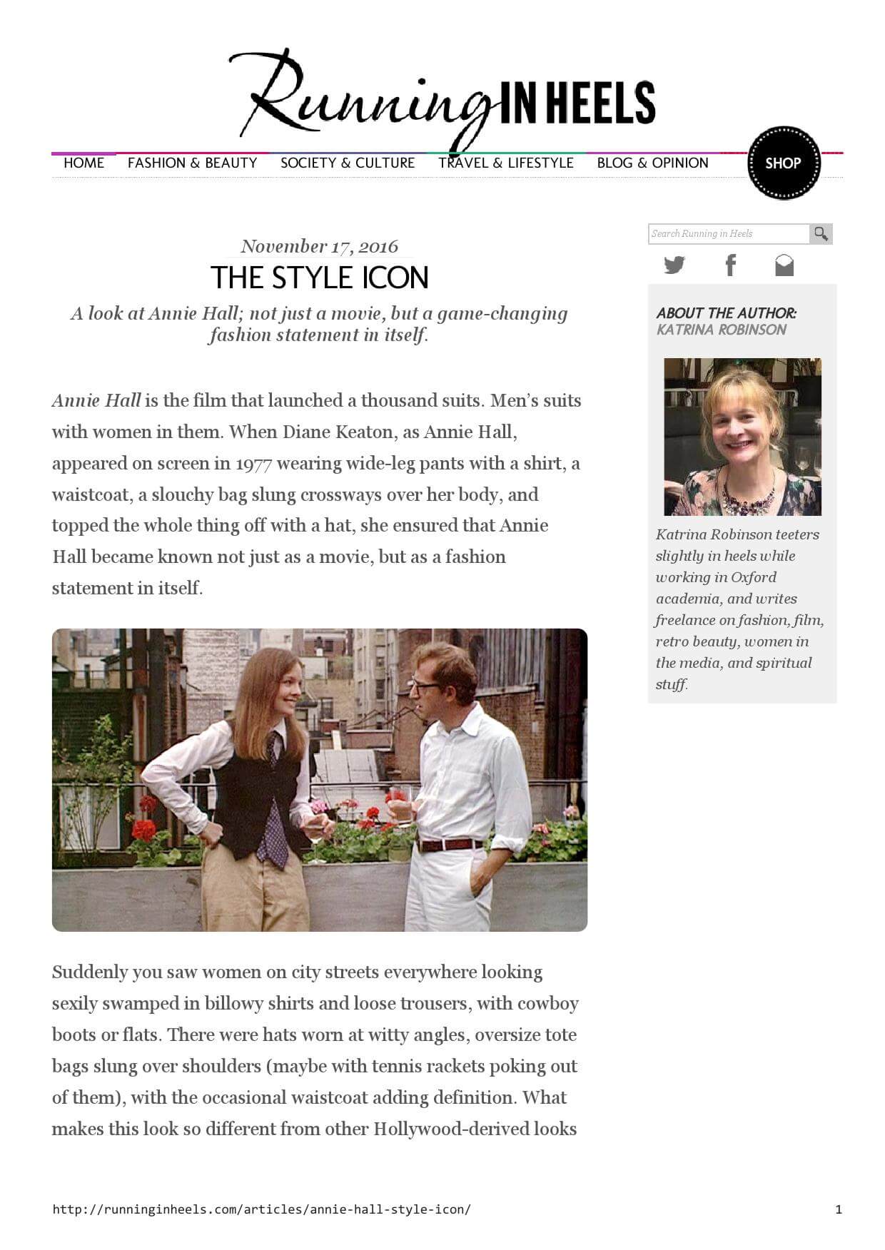 The style icon: Annie Hall