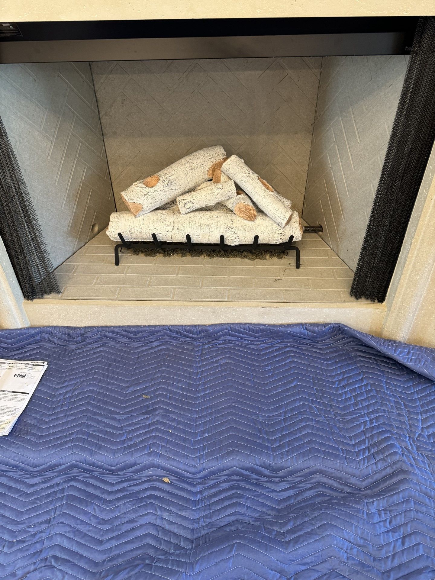 Gas logs in a fireplace