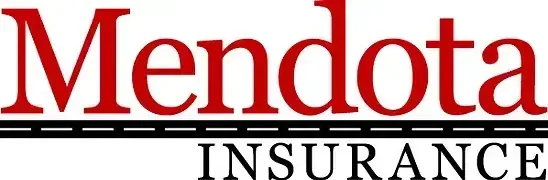 Mendota Insurance logo in red text above a dotted line and the word 