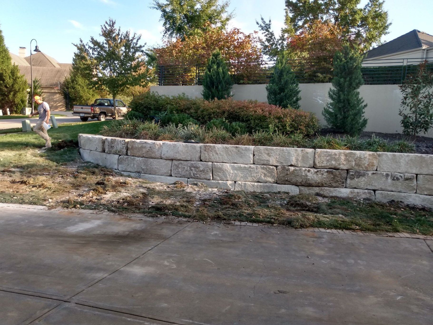 driveway retaining wall project