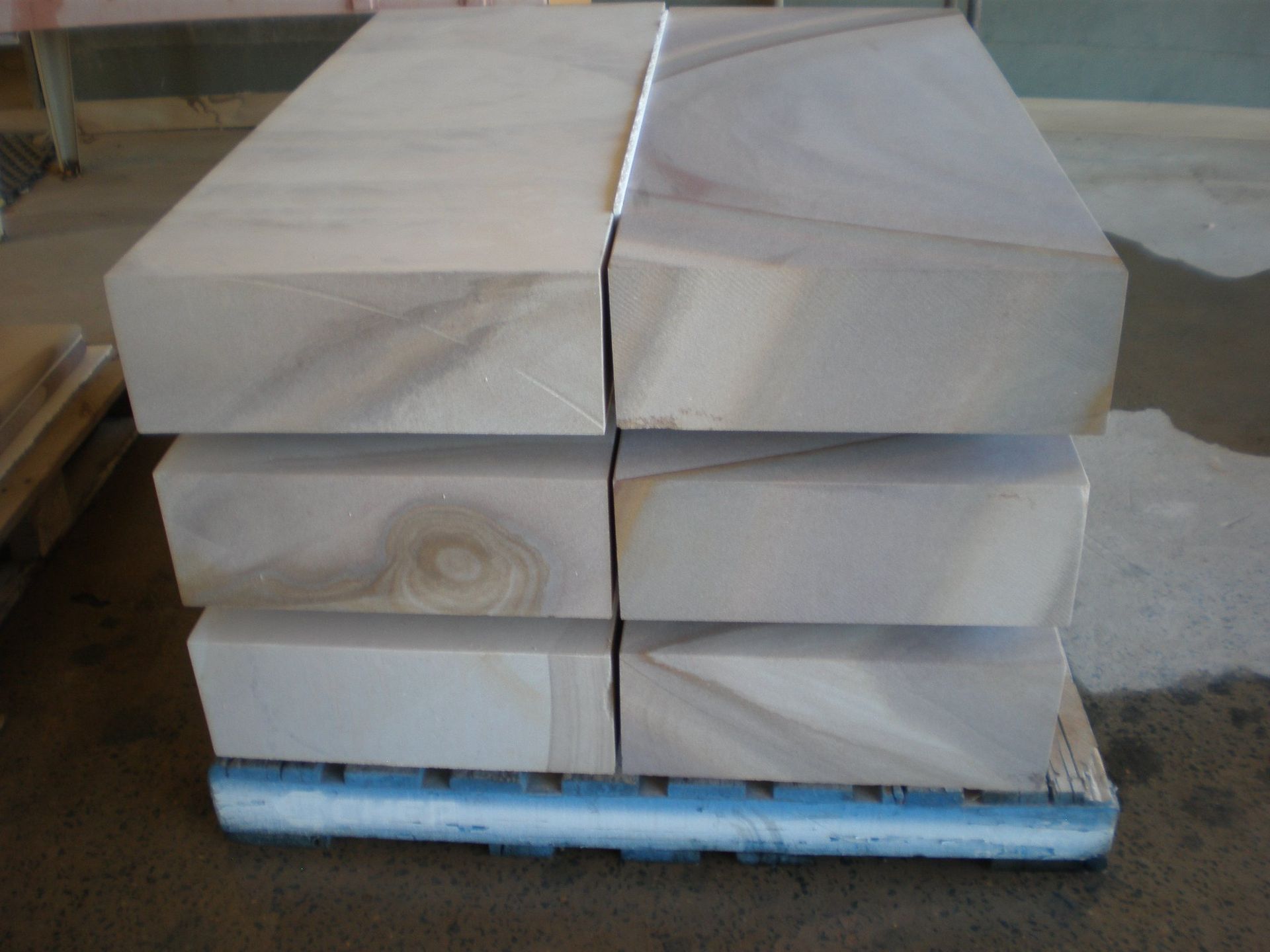 Blocks of Pale Stone Stacked on a Pallet — Australian Sandstone Products In Helidon, QLD