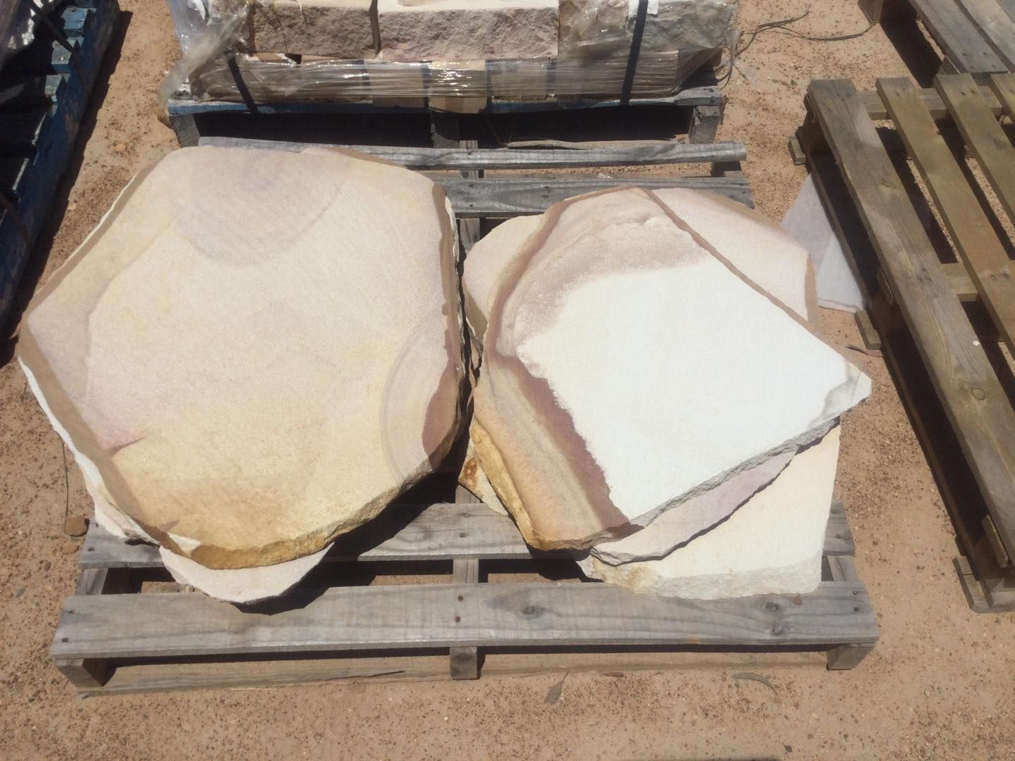 Two Pallets of Large, Tan, and Cream-colored Flagstones — Australian Sandstone Products In Toowoomba, QLD