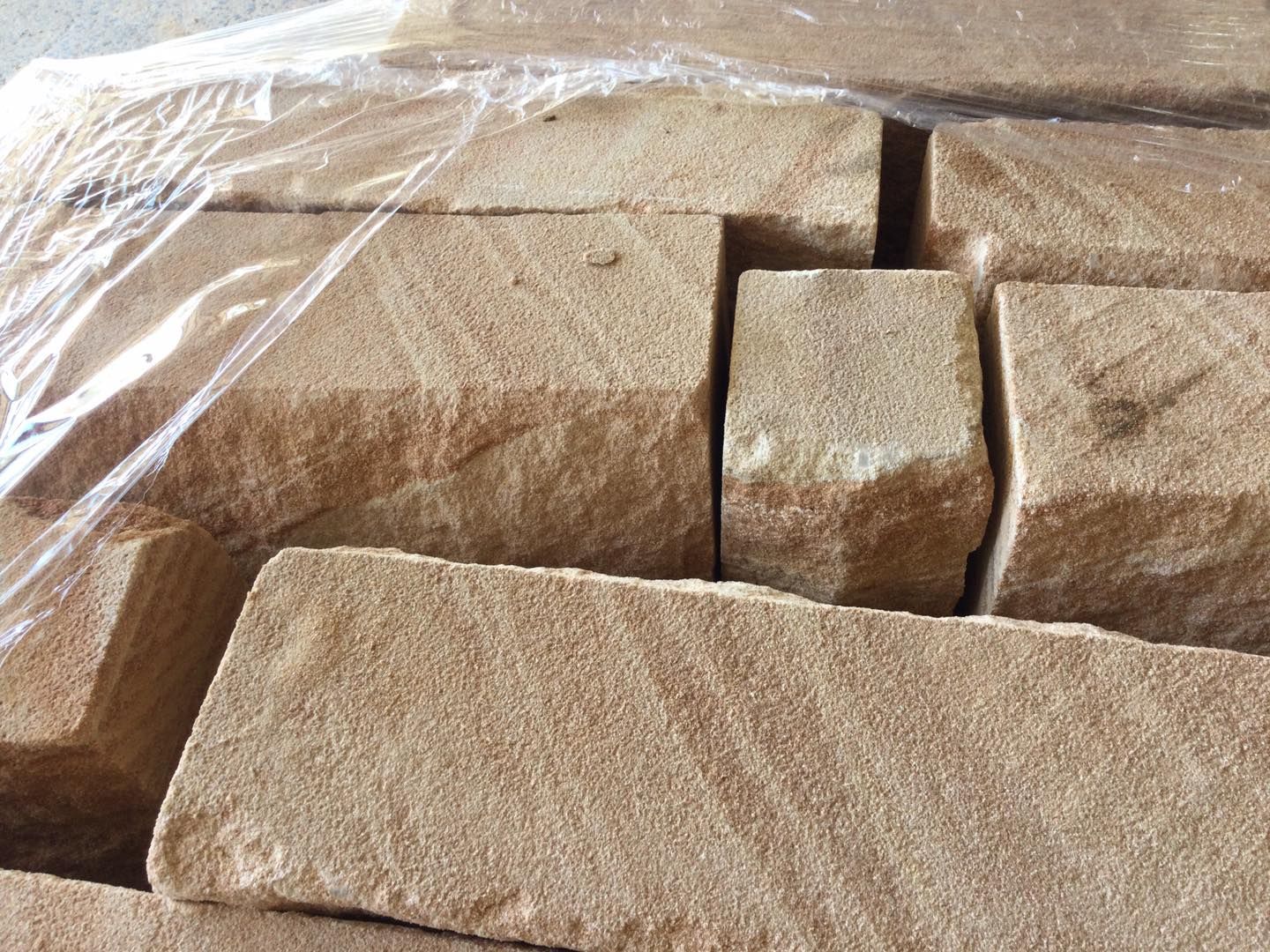 Sandstone Blocks Stacked, Wrapped in Clear Plastic — Australian Sandstone Products In Helidon, QLD