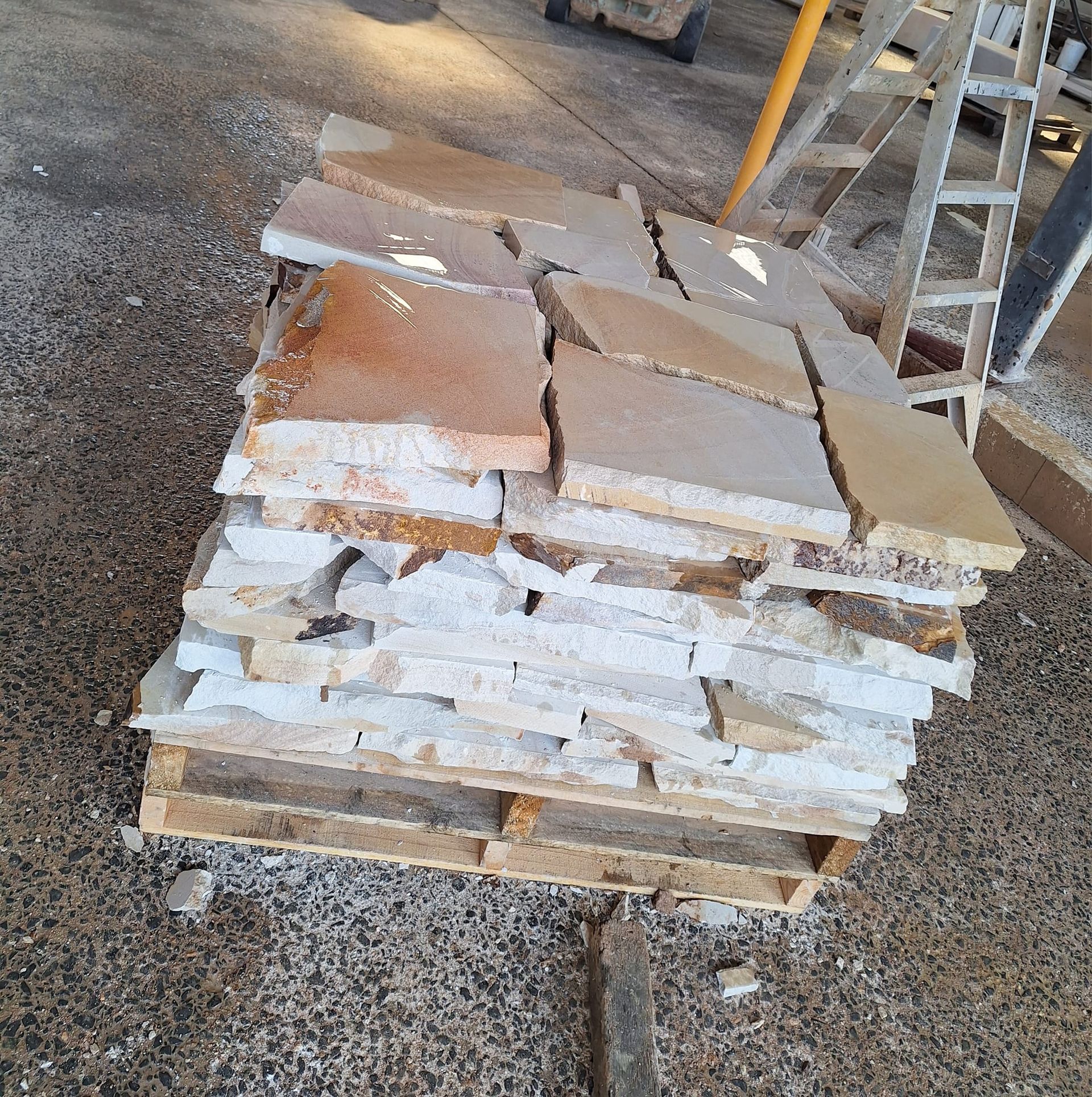 Pallet of Beige and Tan Stone Tiles — Australian Sandstone Products In Helidon, QLD
